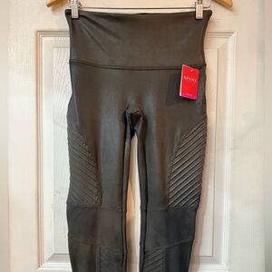 SPANX  Faux Leather Moto Leggings Black Size Large
